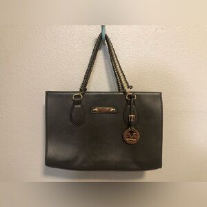 Versace Black Leather Tote Bag Purse